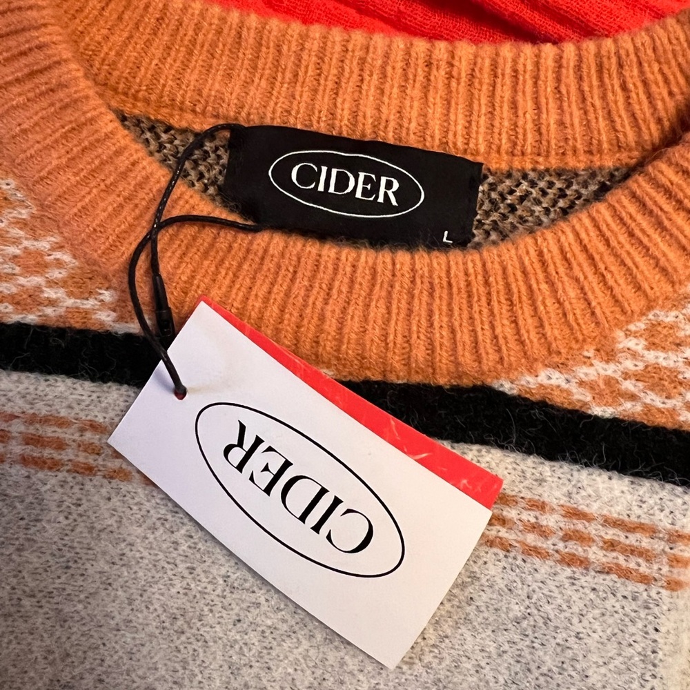 NTW Orange cream and black fringe sweater